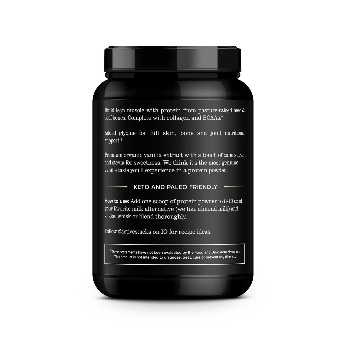 Beef Protein Powder, Vanilla - Keto with Natural Collagen for Paleo, Bone Broth, Dairy Free & Low Carb Diets, 2 Pounds