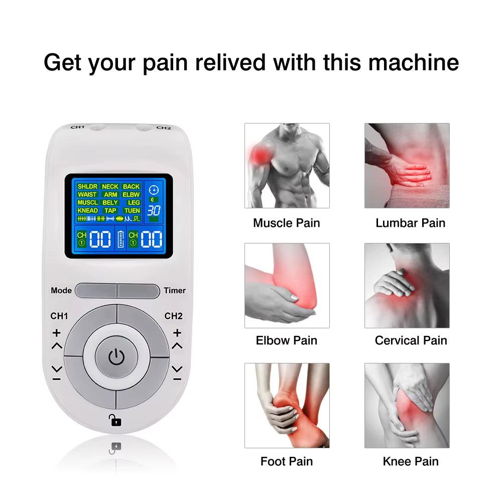 12-in-1 Electric Tens Pulse Massager - EMS Muscle Stimulator for Pain Relief & Physiotherapy