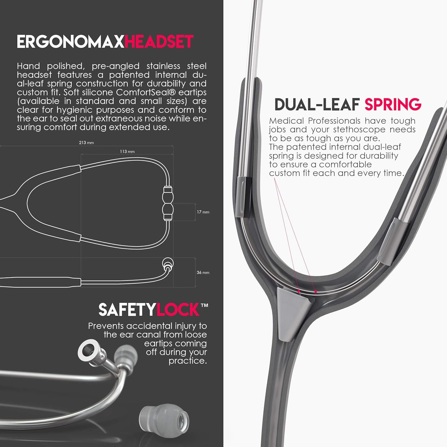 Acoustica Lightweight Stethoscope for Doctors, Nurses, Students, Home Health Use
