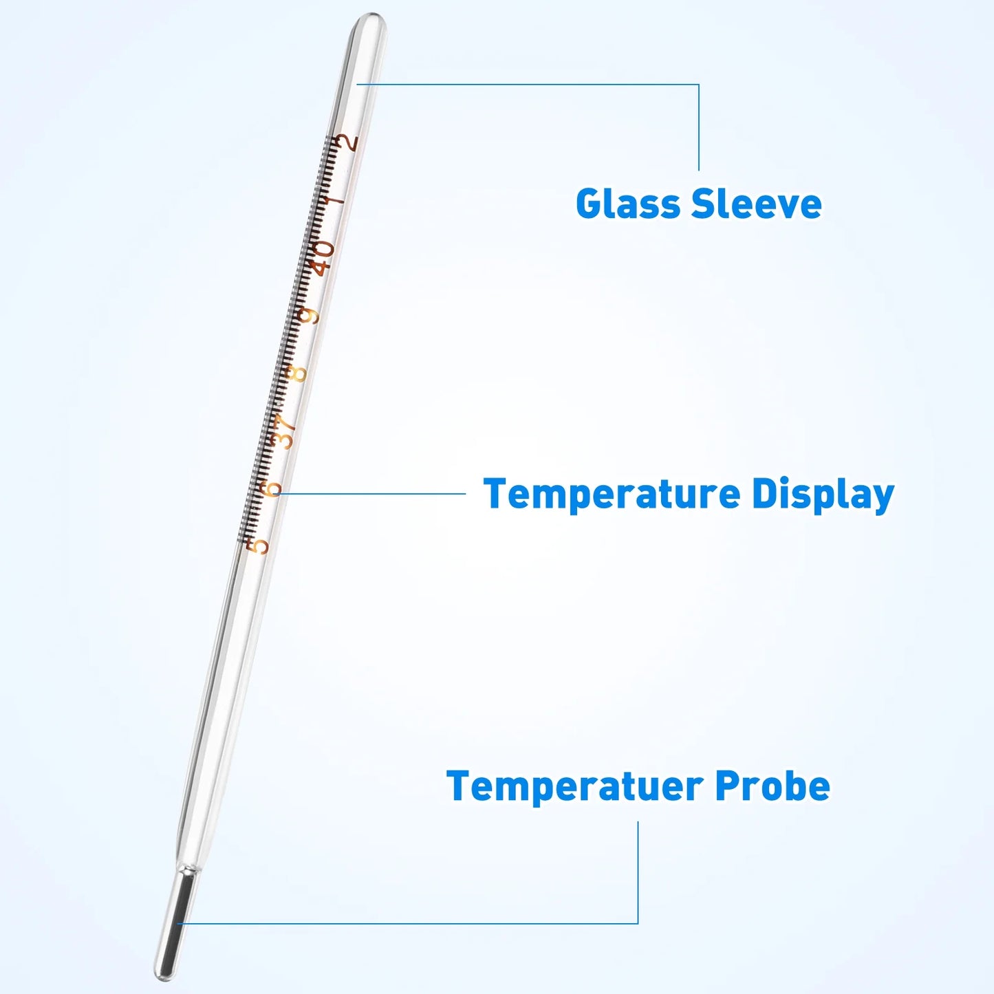 Thermometer, Glass Thermometer Triangular Bar Oral Thermometer for Adult(Blue)