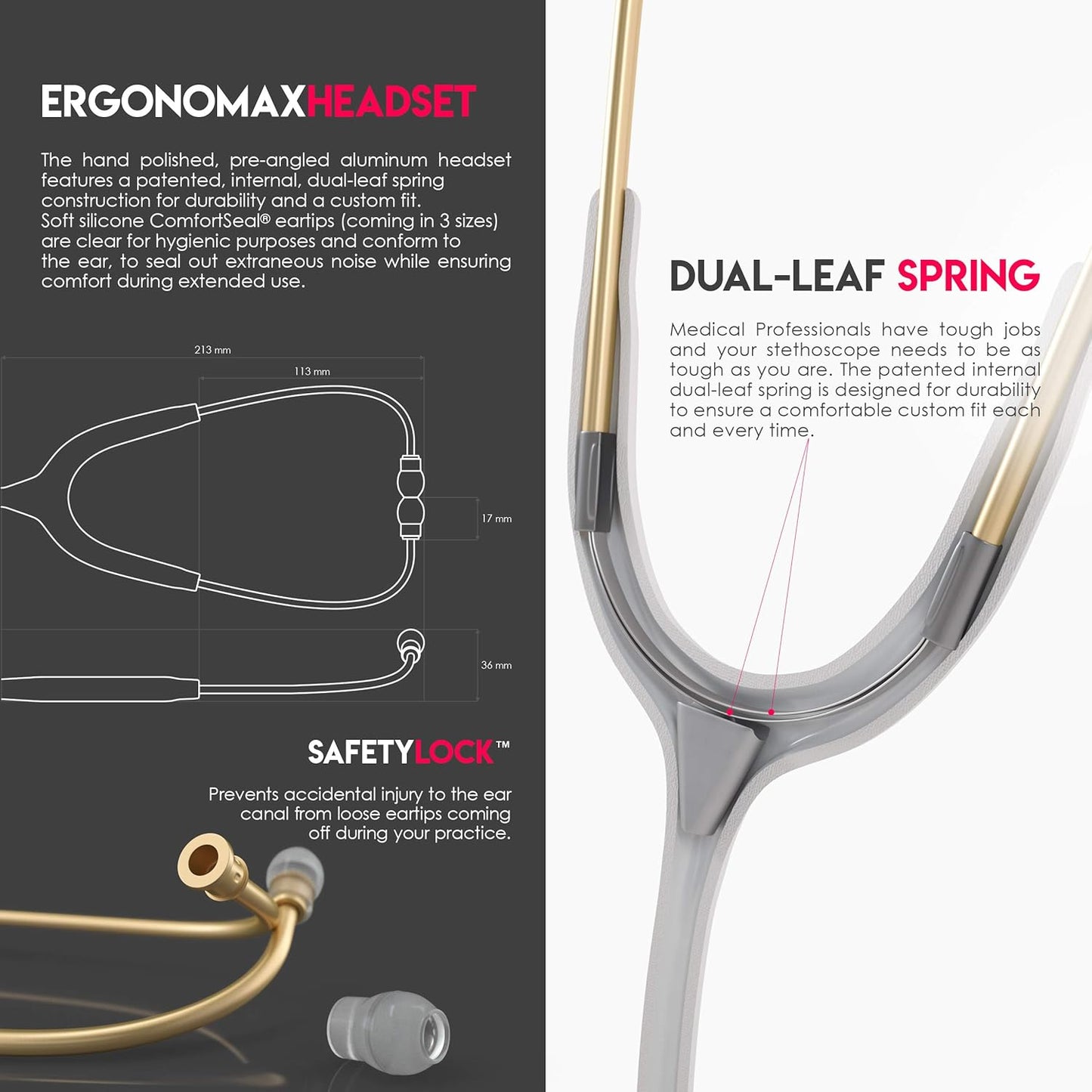 Acoustica Lightweight Stethoscope for Doctors, Nurses, Students, Home Health Use