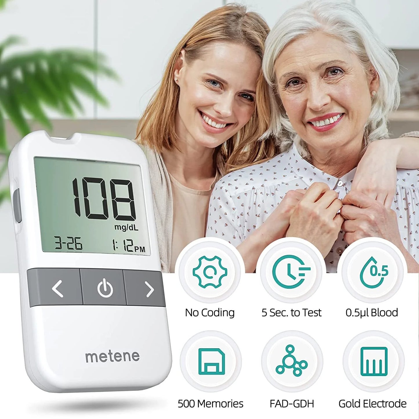 AGM-513S Blood Glucose Monitor Kit, 100 Glucometer Strips, 100 Lancets