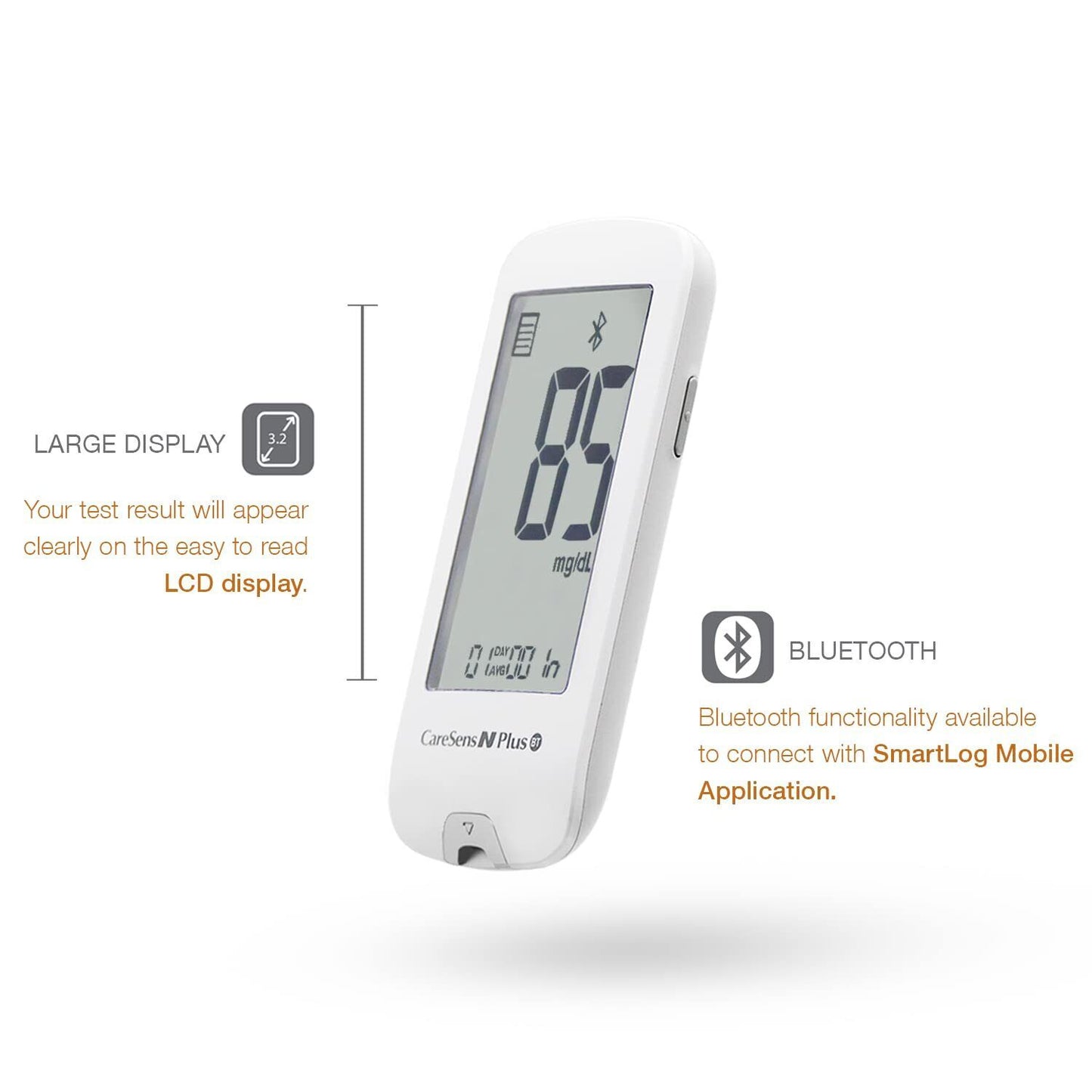 Blood Glucose Monitoring Bluetooth System - Includes 100 Test Strips and Lancets