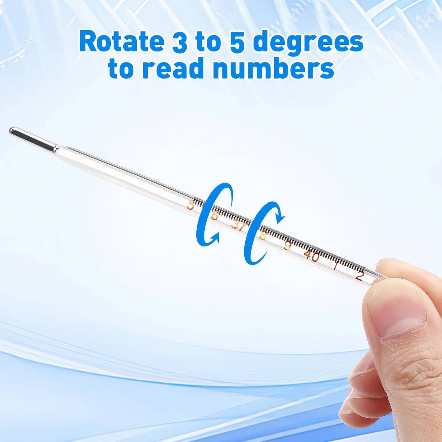 Thermometer, Glass Thermometer Triangular Bar Oral Thermometer for Adult(Blue)