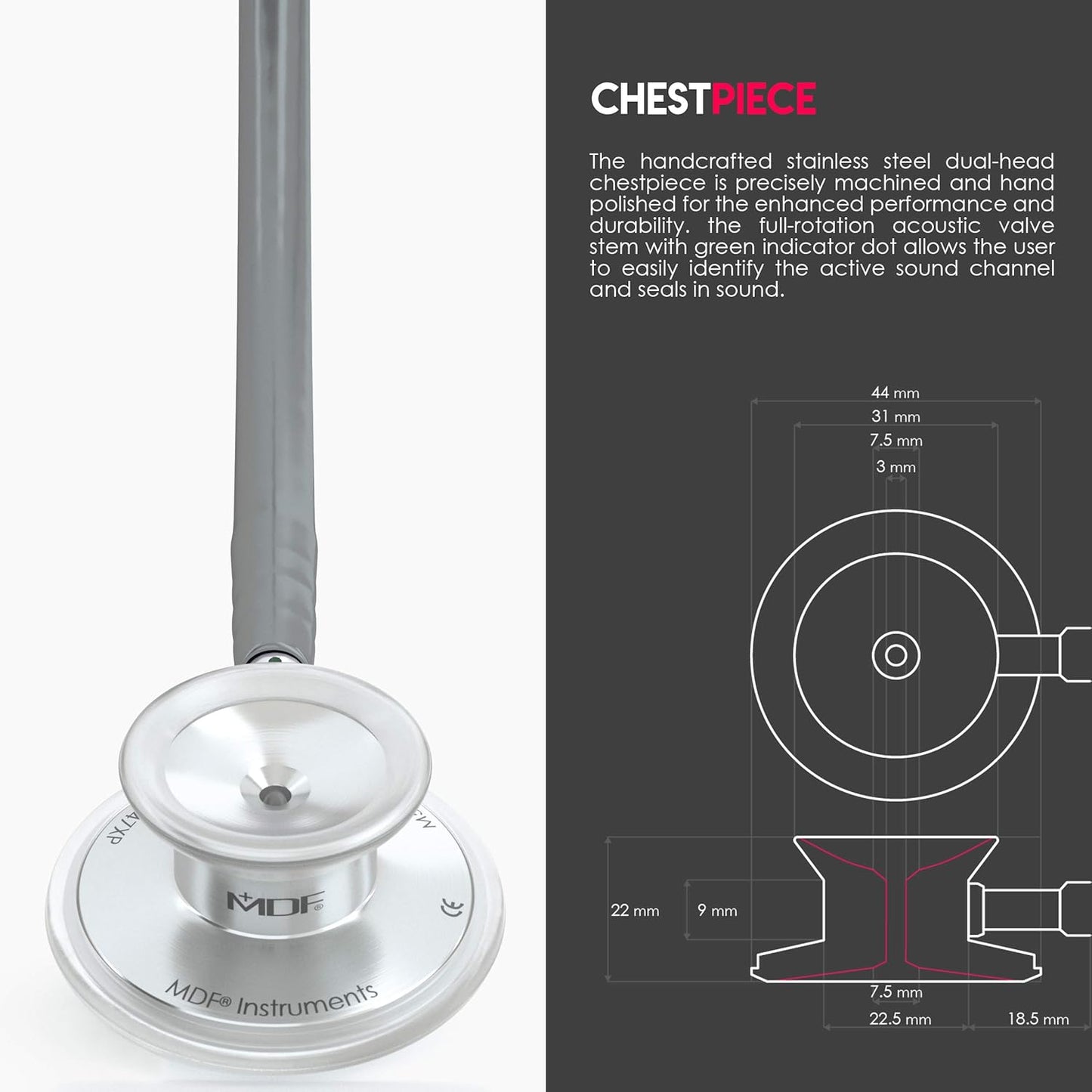 Acoustica Lightweight Stethoscope for Doctors, Nurses, Students, Home Health Use