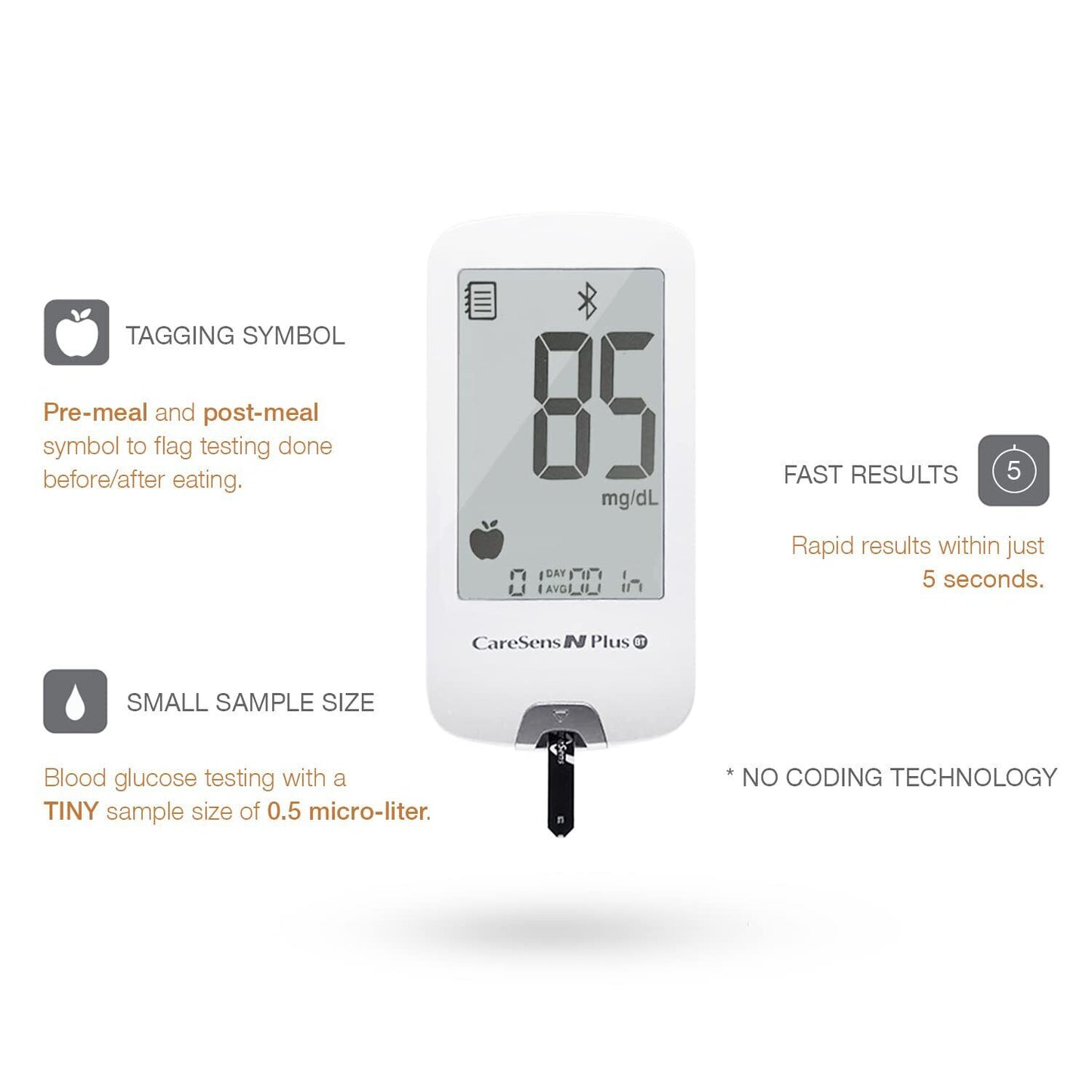 Blood Glucose Monitoring Bluetooth System - Includes 100 Test Strips and Lancets