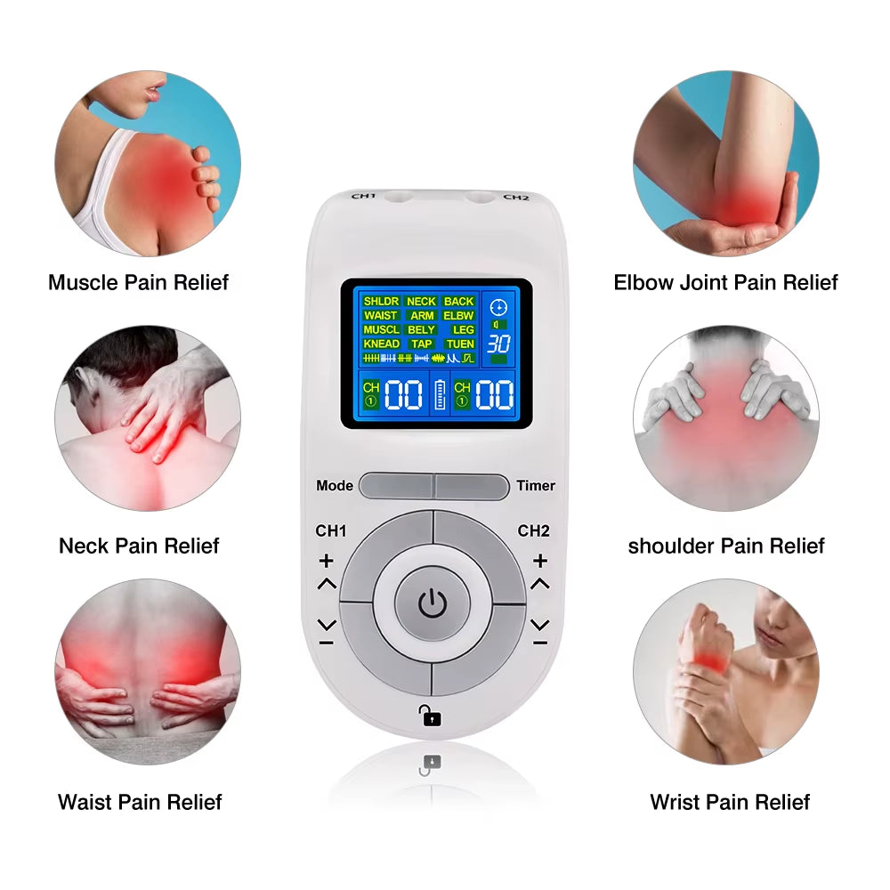 12-in-1 Electric Tens Pulse Massager - EMS Muscle Stimulator for Pain Relief & Physiotherapy