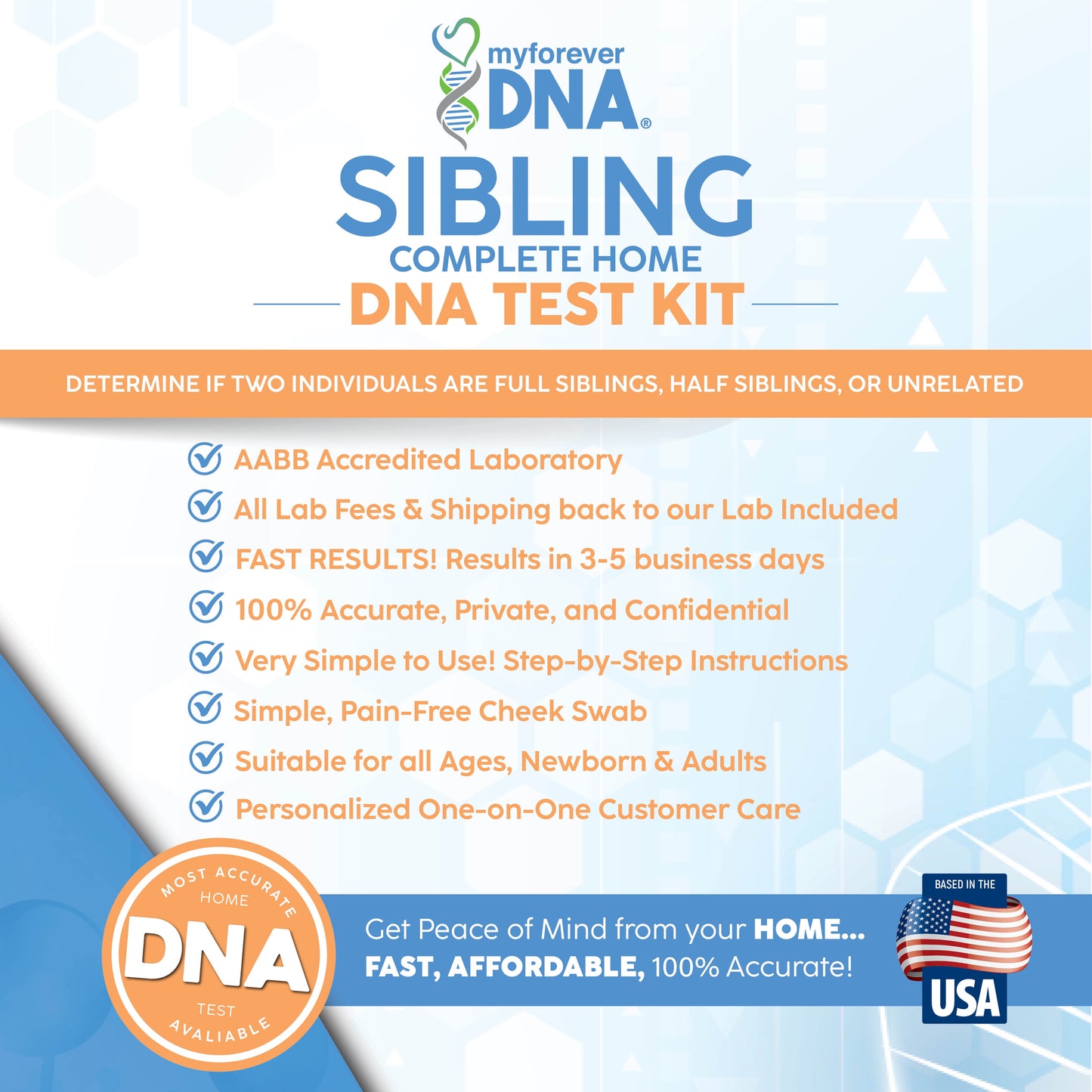 Sibling Home DNA Test Kit, Lab Fees & Shipping Included -