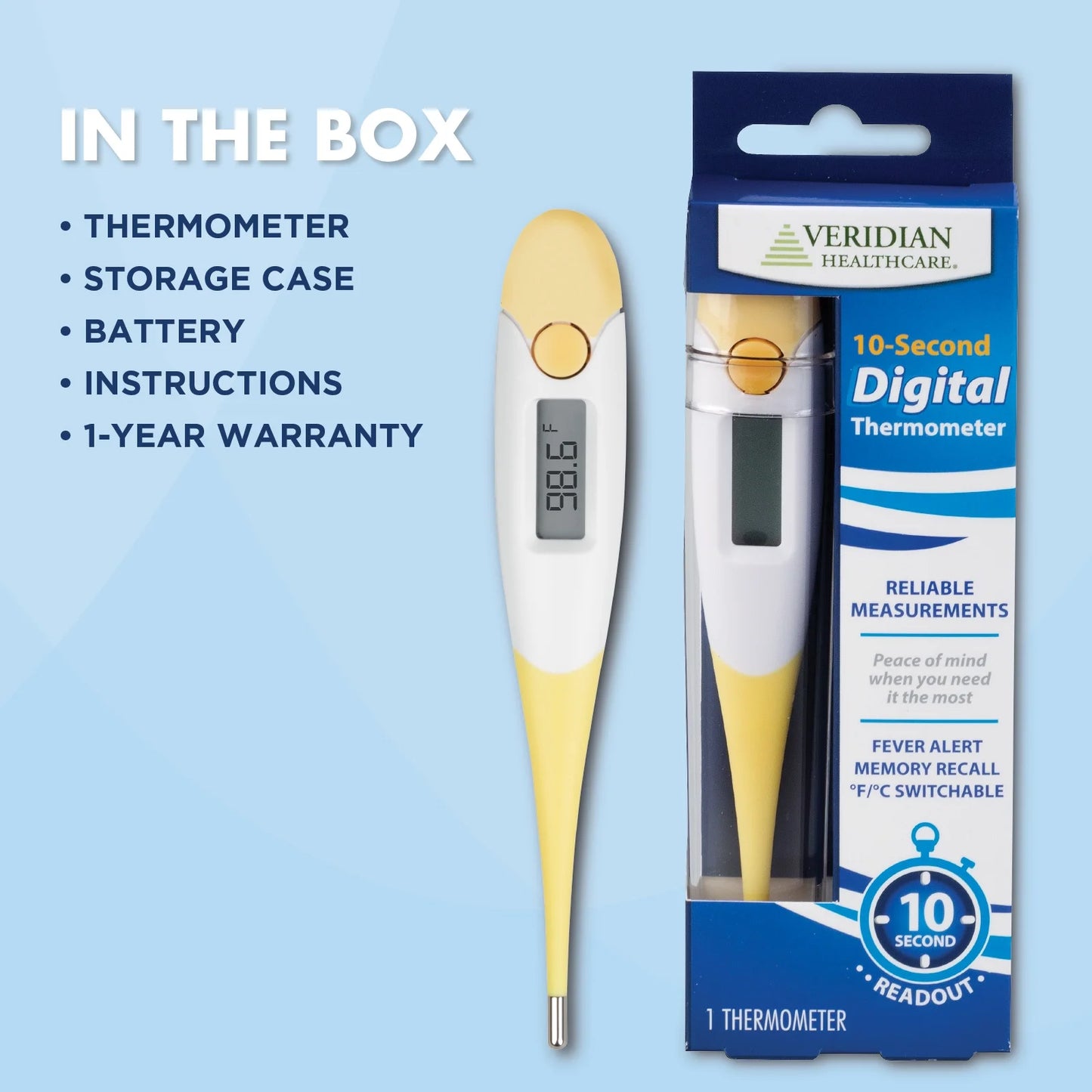 Digital Instant Read Thermometer with Flexible Tip, Dual Celsius and Fahrenheit Modes, Water-Resistant Design, and Storage Case for All Ages