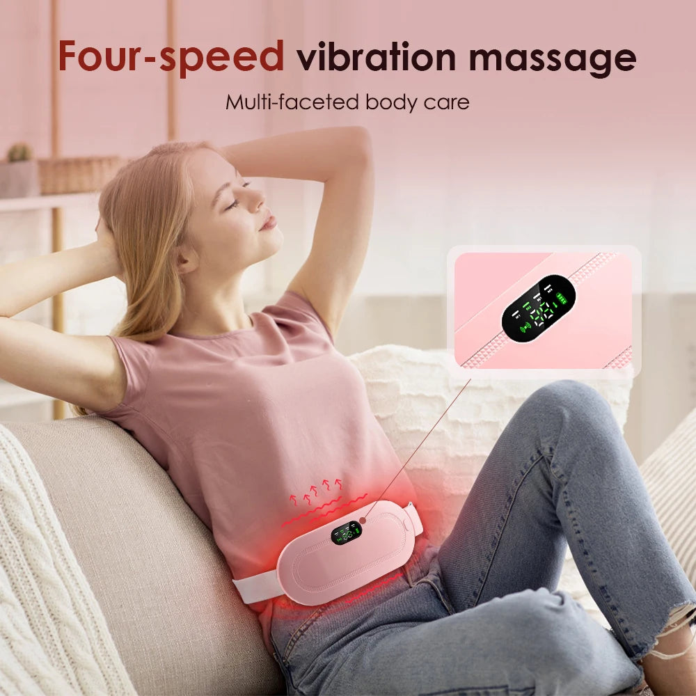 Smart Menstrual Heating Pad & Vibrating Abdominal Massager for Pain Relief and Comfort