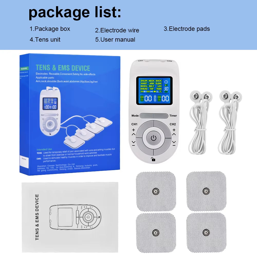12-in-1 Electric Tens Pulse Massager - EMS Muscle Stimulator for Pain Relief & Physiotherapy