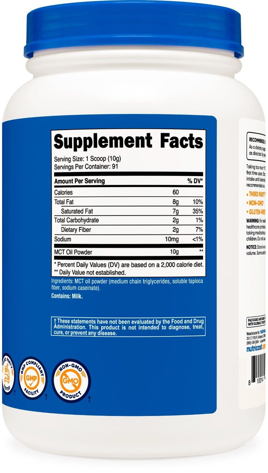 Nutricost MCT Oil Powder 2LBS (32Oz) - Great for Ketosis and Ketogenic Diets
