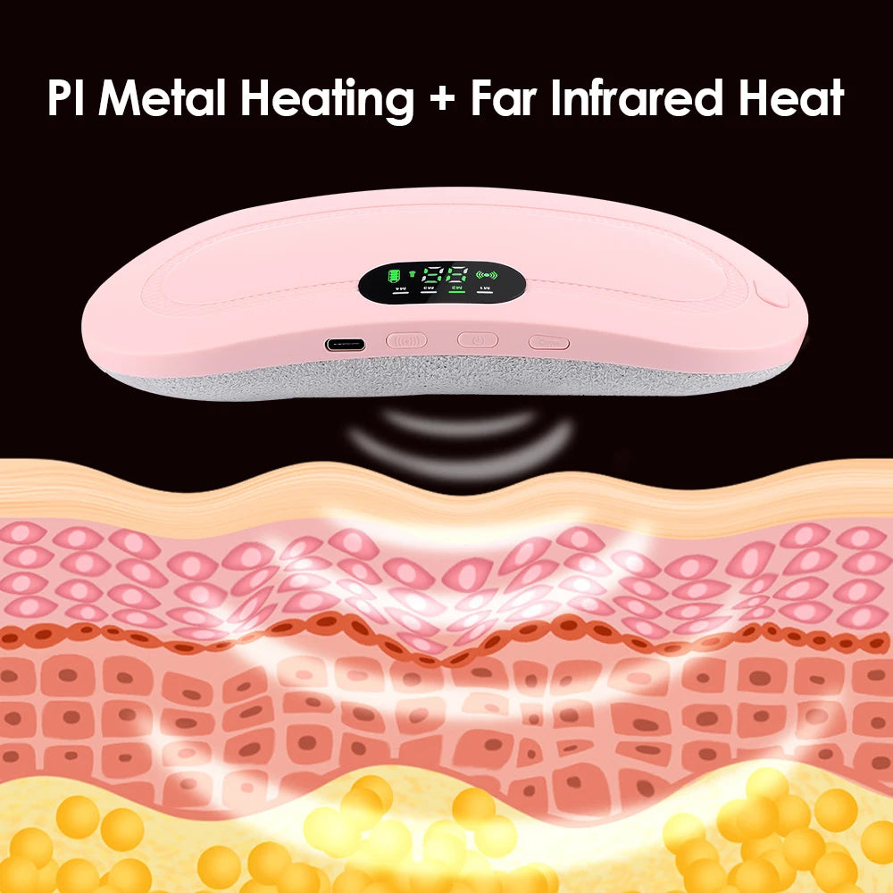 Smart Menstrual Heating Pad & Vibrating Abdominal Massager for Pain Relief and Comfort