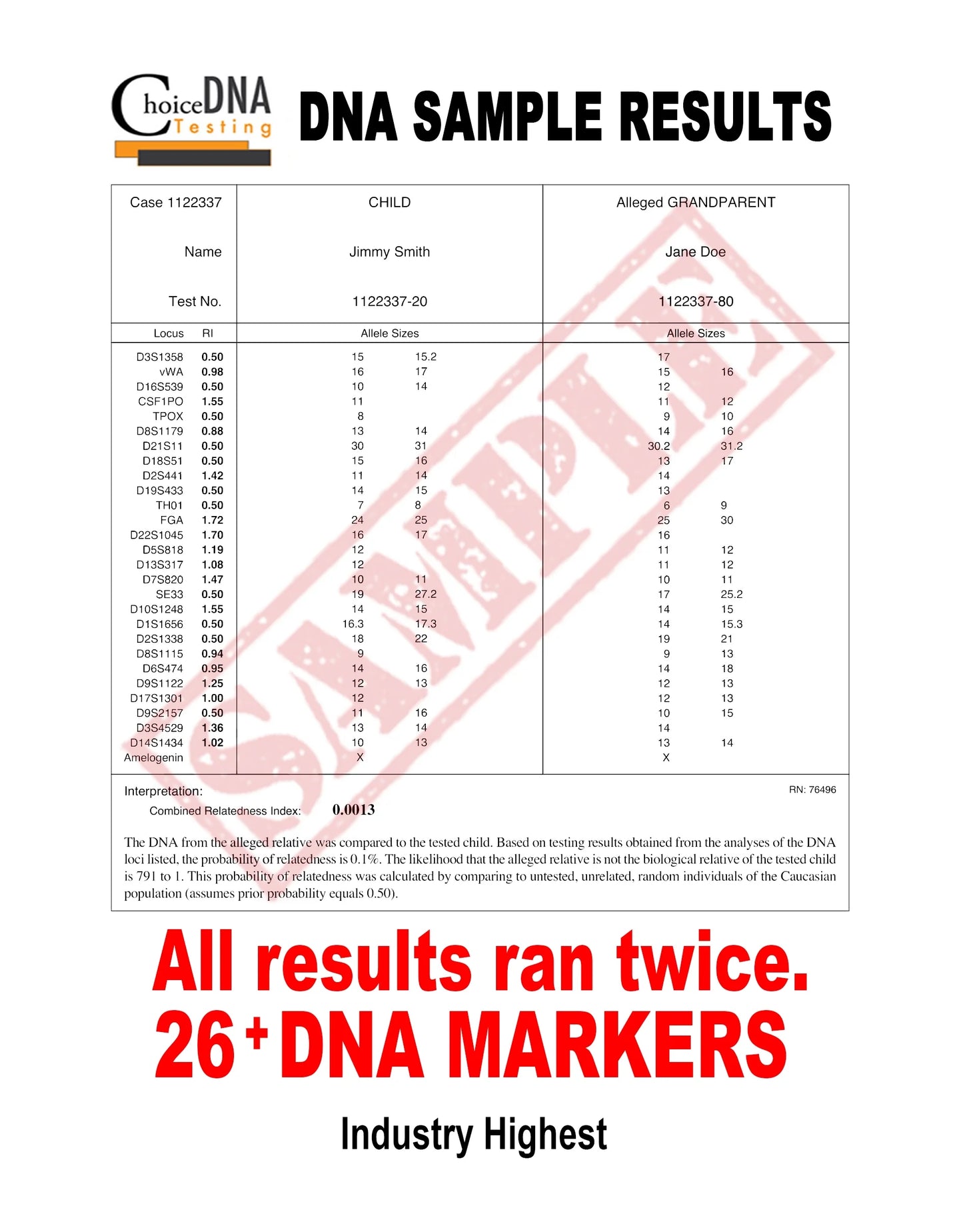 DNA Home Grandparent Test Kit - Grandmother or Grandfather & 1 Child