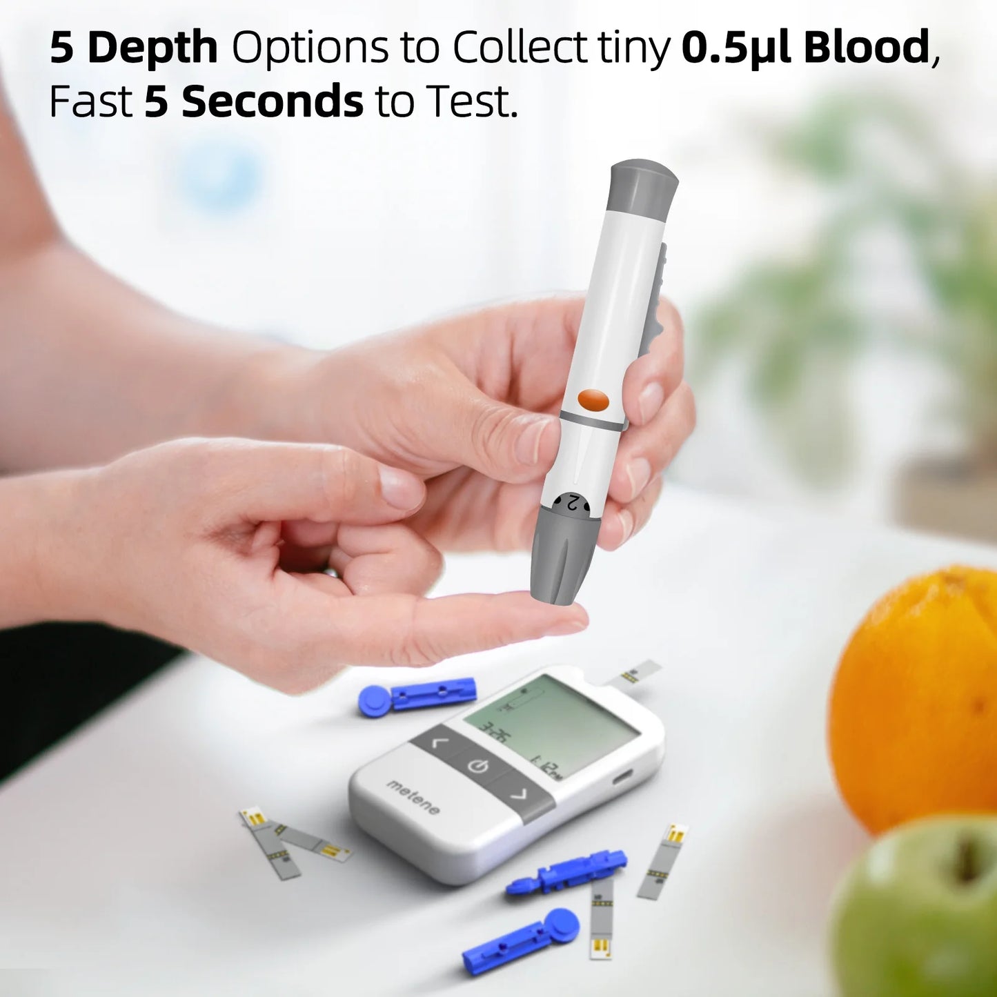 AGM-513S Blood Glucose Monitor Kit, 100 Glucometer Strips, 100 Lancets