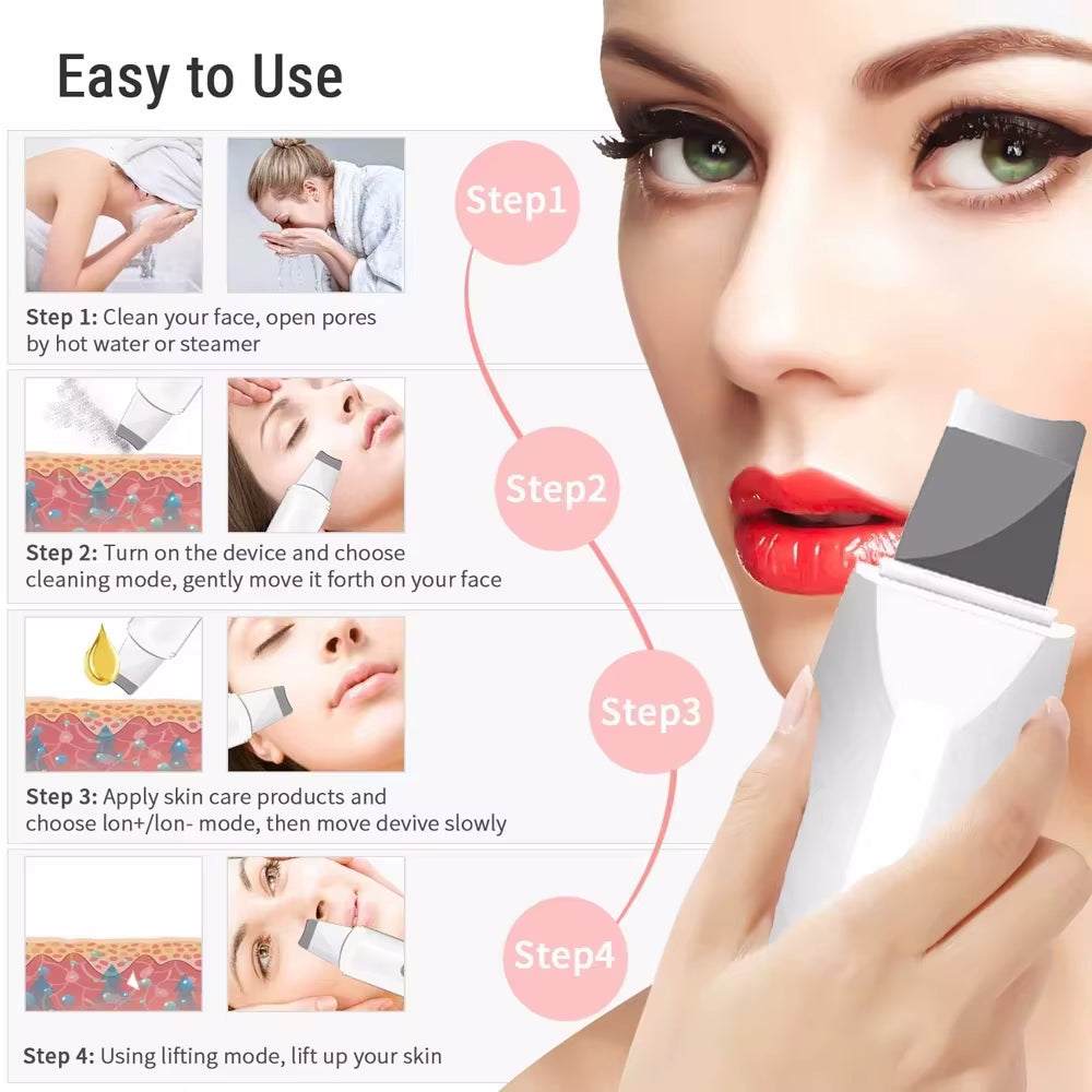 Ultrasonic Blackhead Remover & Facial Cleansing Vibrator - Pore Minimizing Skincare Device