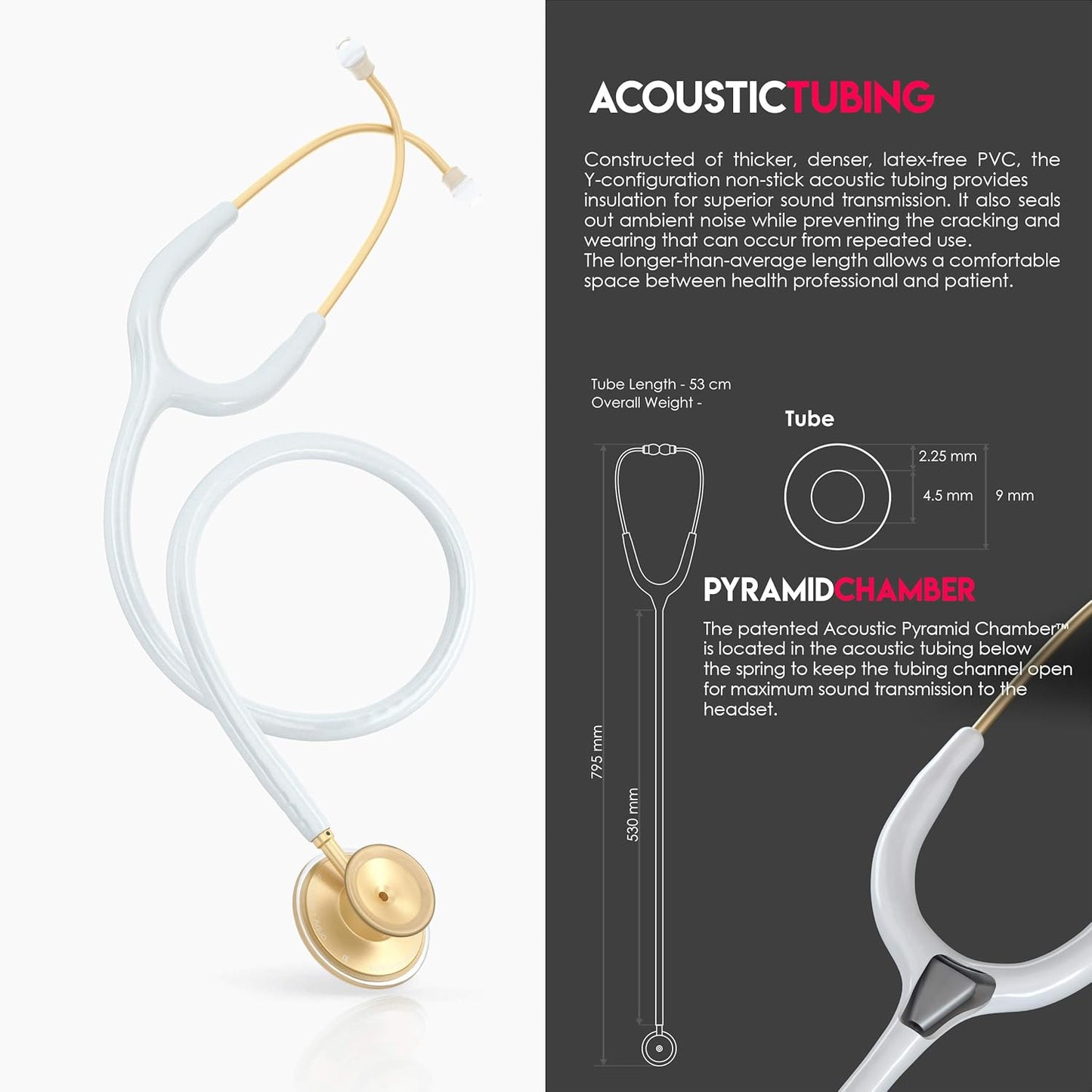 Acoustica Lightweight Stethoscope for Doctors, Nurses, Students, Home Health Use