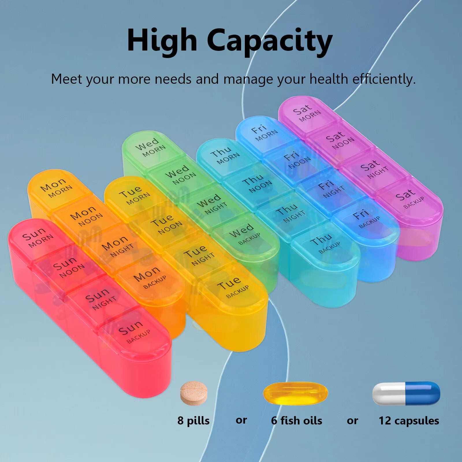 Weekly Pill Box Organizer 4 Times a Day 7 Day Pill Boxes 28 Grids Organizer Case Medicine Travel Portable Pill Cases Sorter