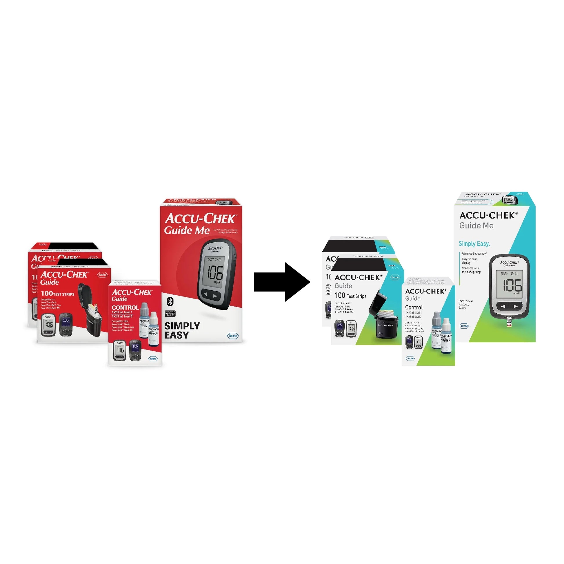 Guide Me Glucose Monitor Kit for Diabetic Blood Sugar Testing: Guide Me Meter, 200 Guide Test Strips, and Control Solution
