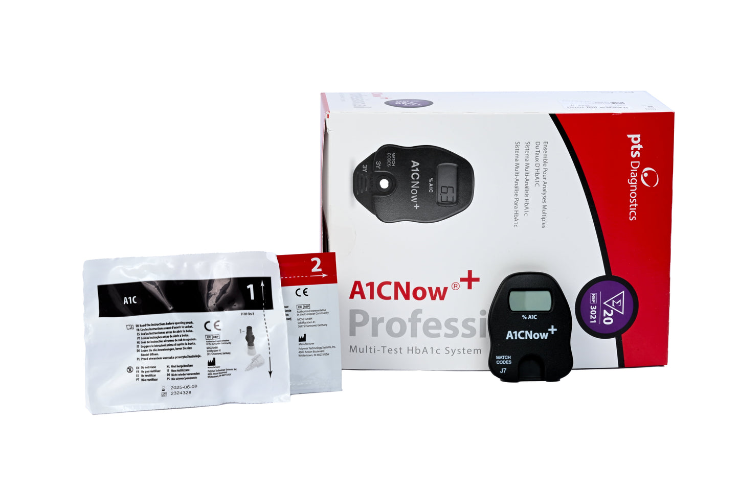 + Rapid Diagnostic Test Kit, A1Cnow+ Monitor, (20) Test Cartridges, (20) Sample Dilution Kits with Sampler and Blood Collector