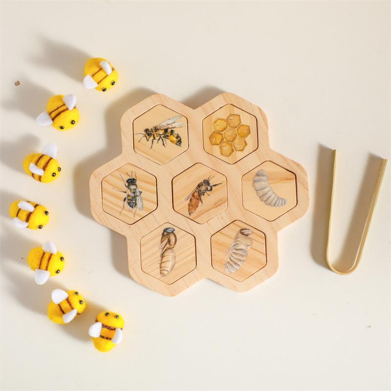 Montessori Natural Science Teaching Aids Bee Puzzle Early Education Cognitive Toys