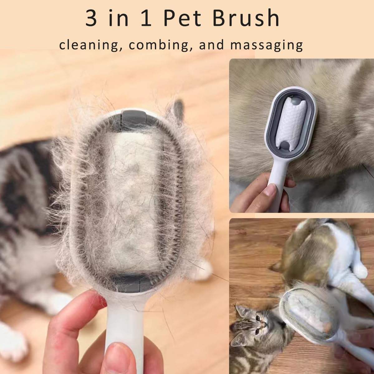 Cat Hair Grooming Brush, 4 In-1