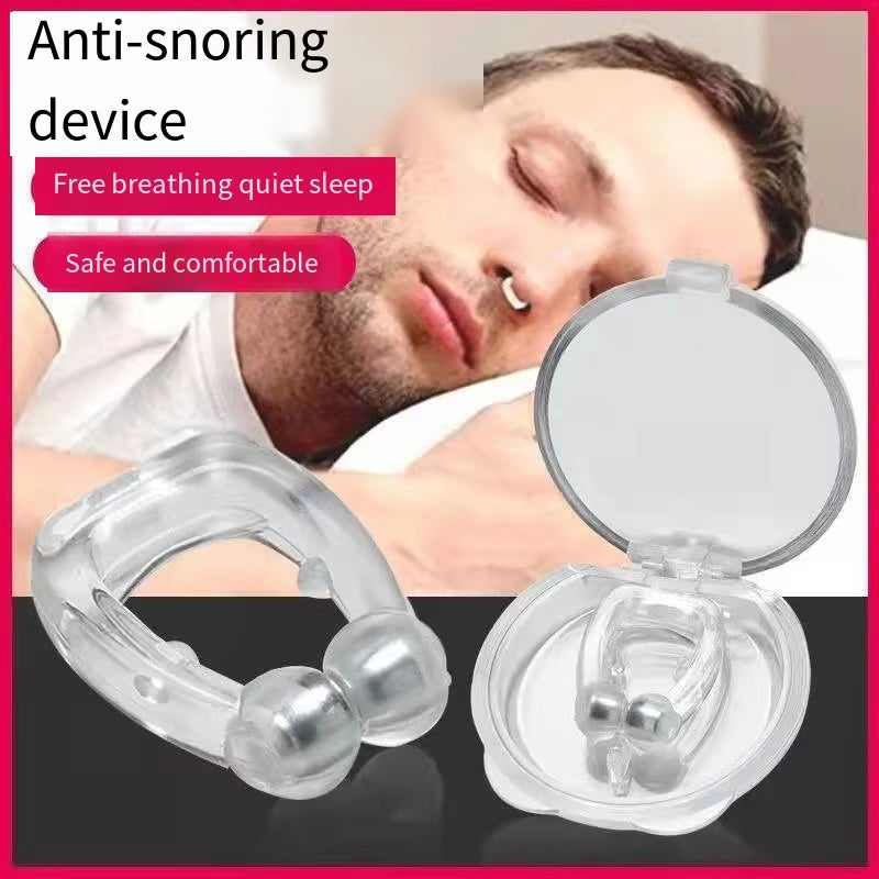 Silicone Anti-Snoring Nose Clips with Magnetic Sleep Tray - Enhance Sleep Quality & Breathe Easy!