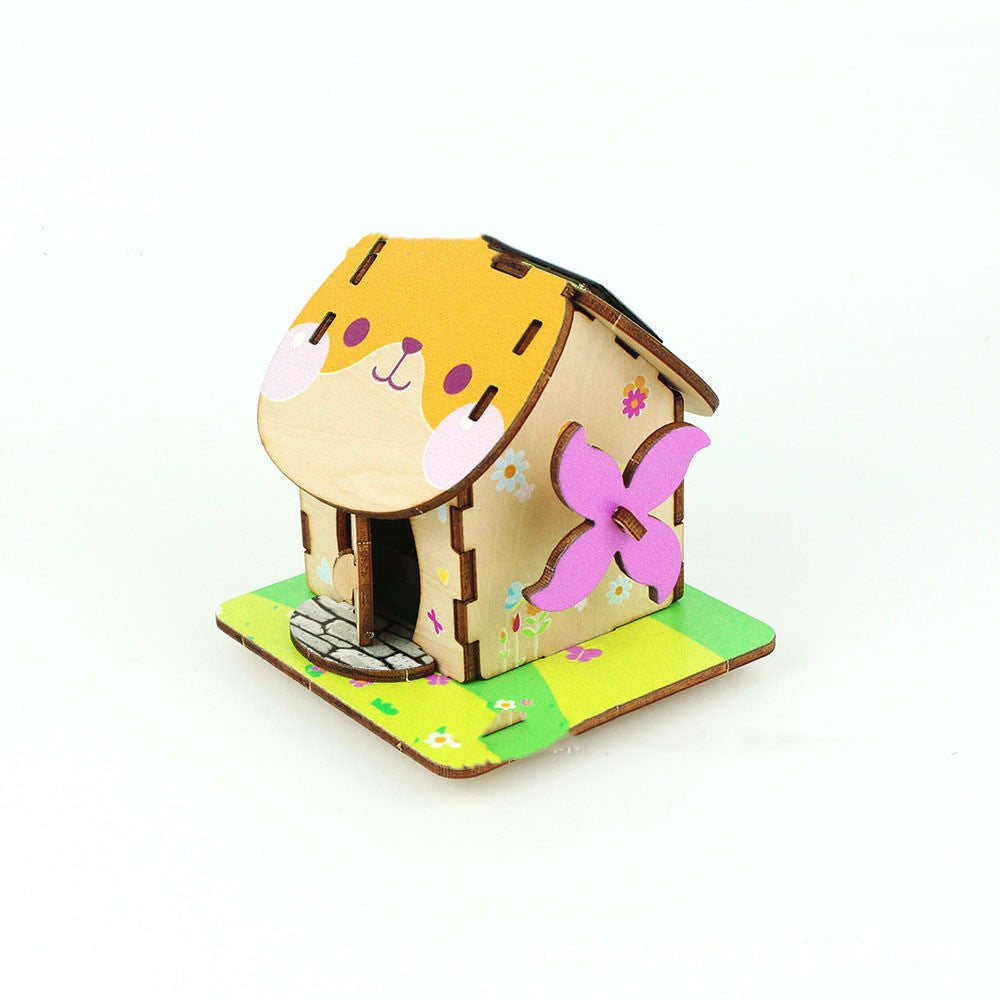 Puzzle Wooden Original Diy Solar Dutch Windmill Rotating Children's Science Toy Model