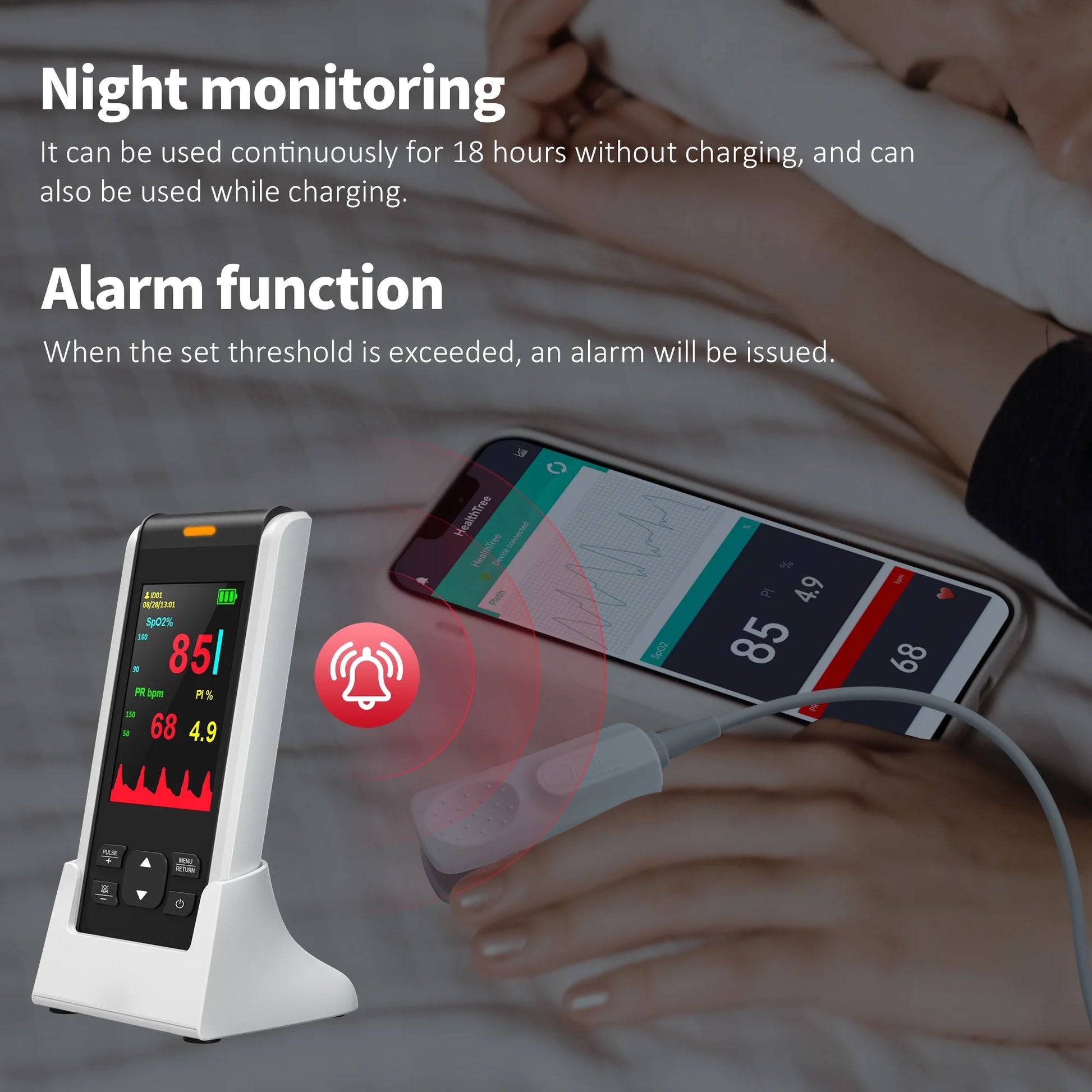 Handheld Pulse Oximeter, Fingertip Pulse Oximeter for Adult Blood Oxygen Saturation Monitor with Spo2 & Pulse Rate