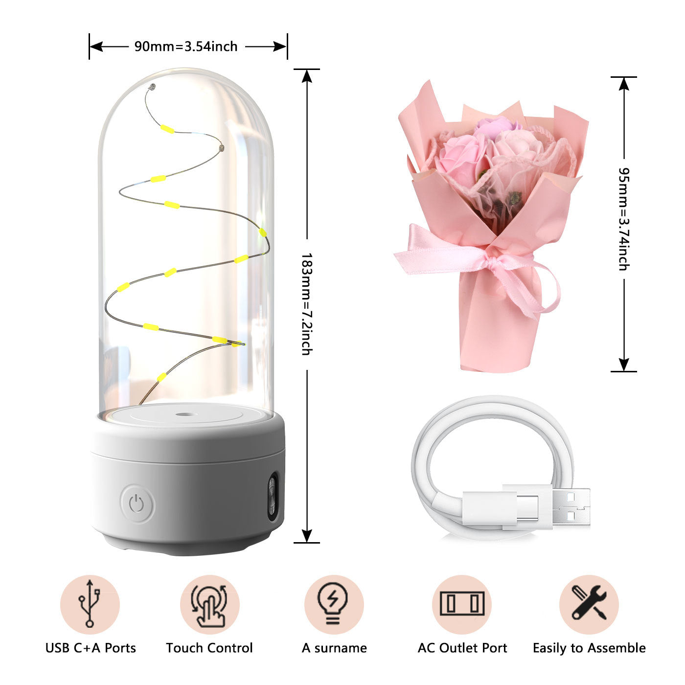 Rose LED Light & Bluetooth Speaker: 2-in-1