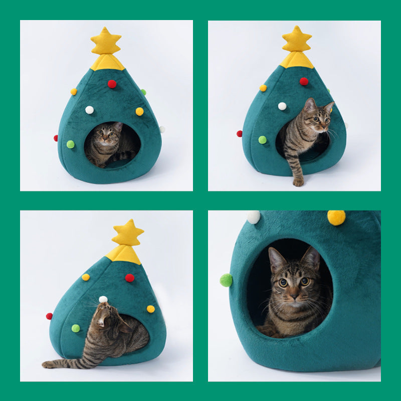 Christmas Tree Pet Bed Winter Warm