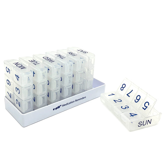 8 Times a Day X 7 Day Large Weekly Pill Organizer - Clear