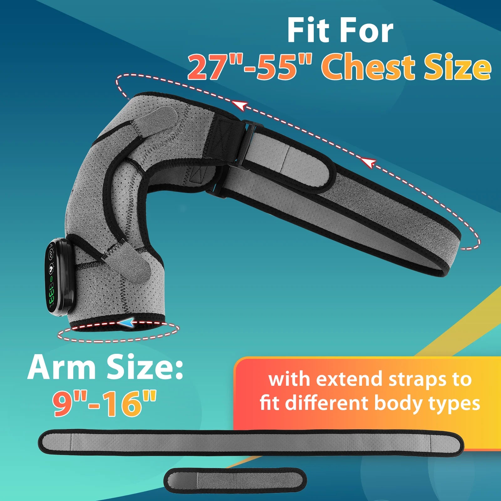 Ultimate Cordless Heated Shoulder Brace & Massager - 3 Heat Settings & Vibration for Rotator Cuff Relief - Perfect for Men & Women