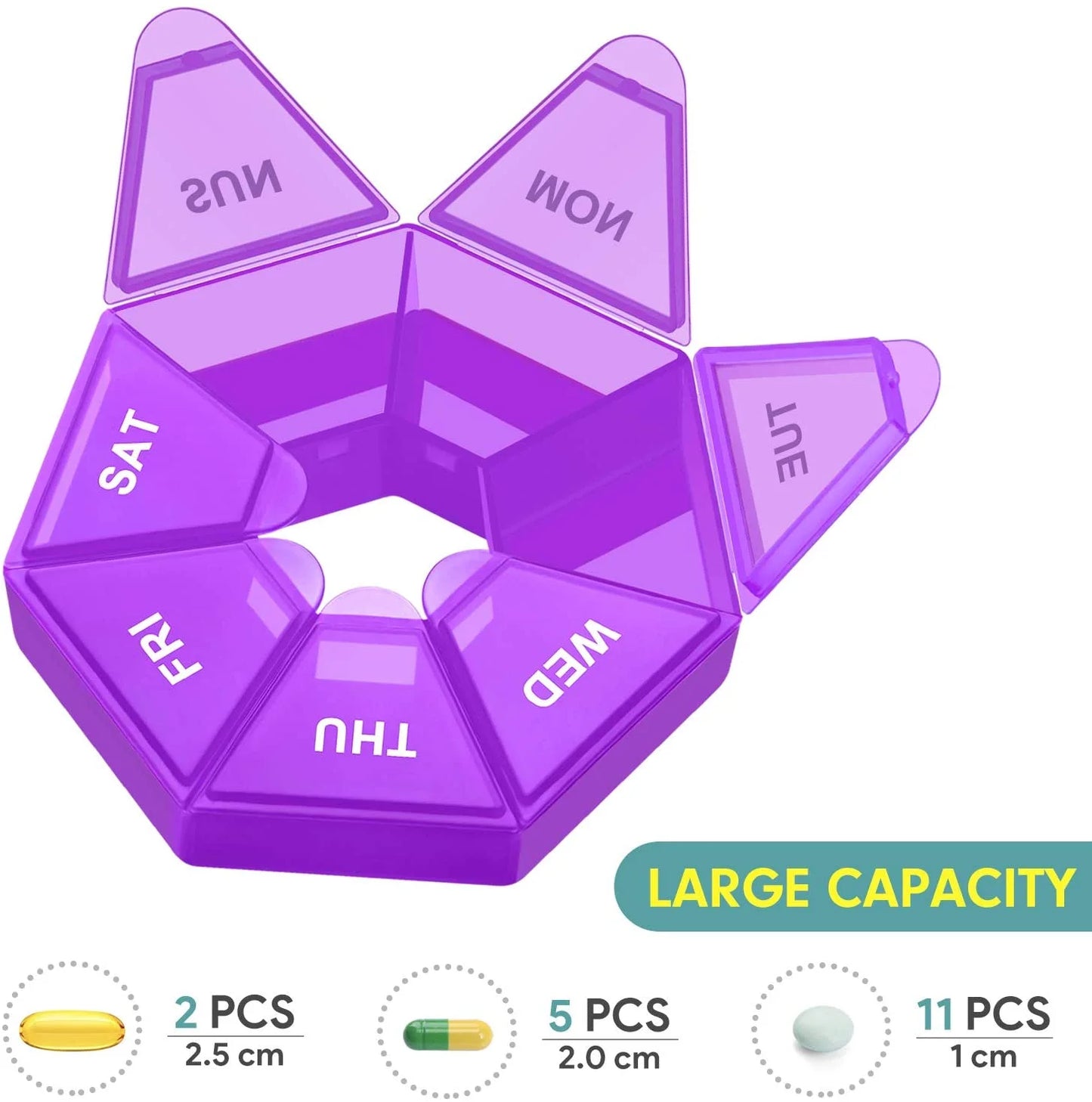 Weekly Pill Organizer 2 Times a Day, Daily Pill Box Case AM PM 7 Day, Small Pocket Pills Holder