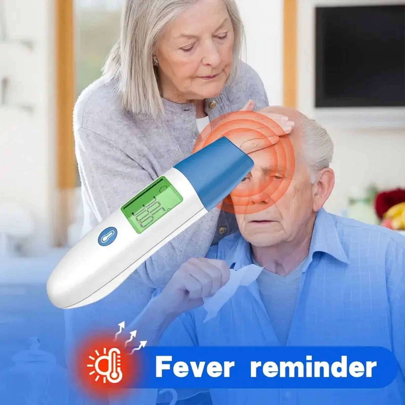 Digital Thermometer, Non-Contact Forehead Thermometer, Ear Thermometer, Adult Thermometer, Large LED Number (Without Battery)