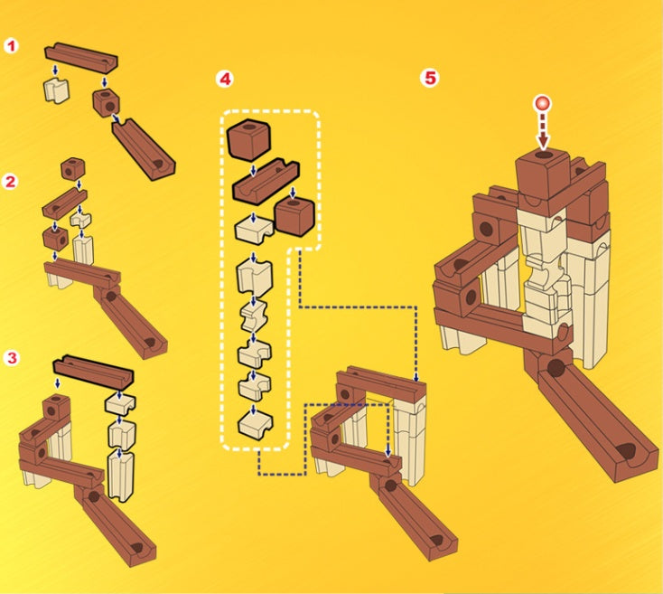 Wood Marbles Building Run Maze Ball Blocks Rollercoaster Style Construction Educational