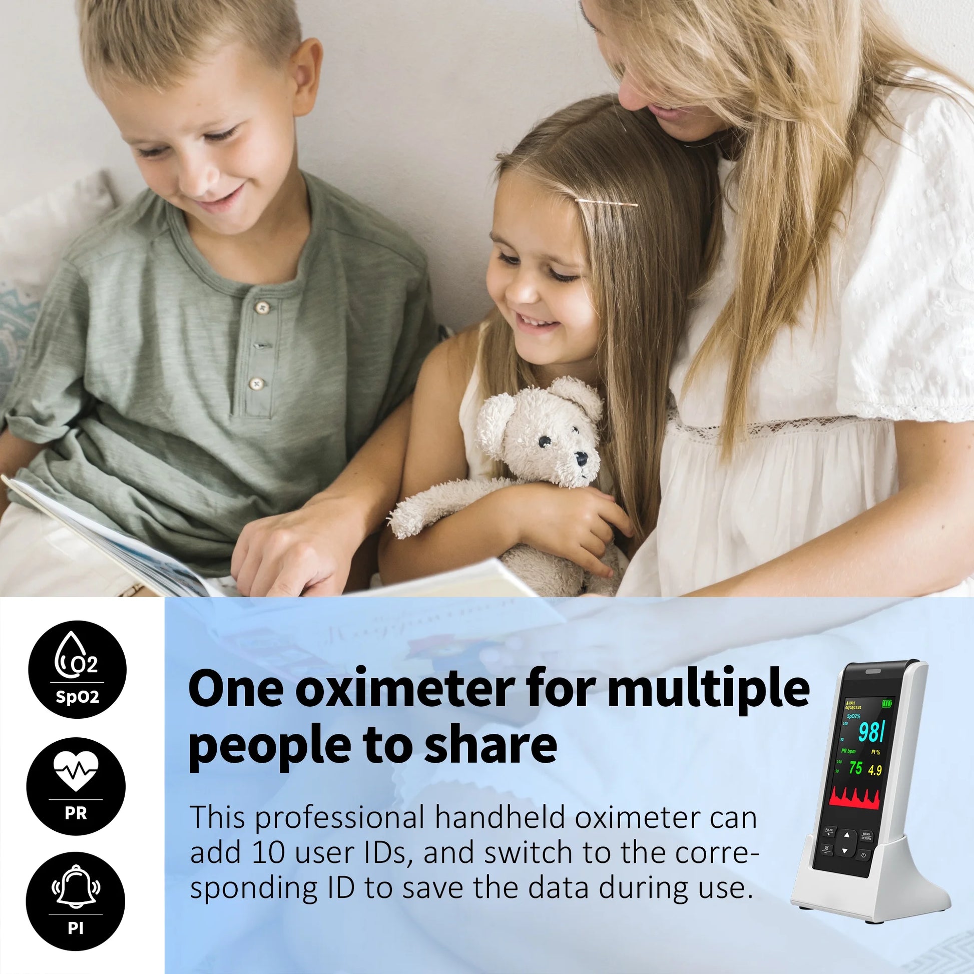 Handheld Pulse Oximeter, Fingertip Pulse Oximeter for Adult Blood Oxygen Saturation Monitor with Spo2 & Pulse Rate