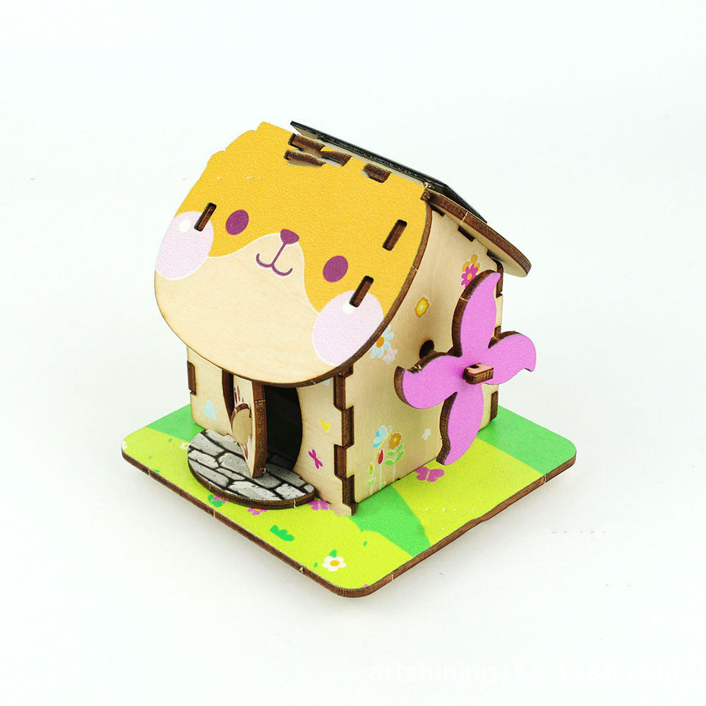 Puzzle Wooden Original Diy Solar Dutch Windmill Rotating Children's Science Toy Model