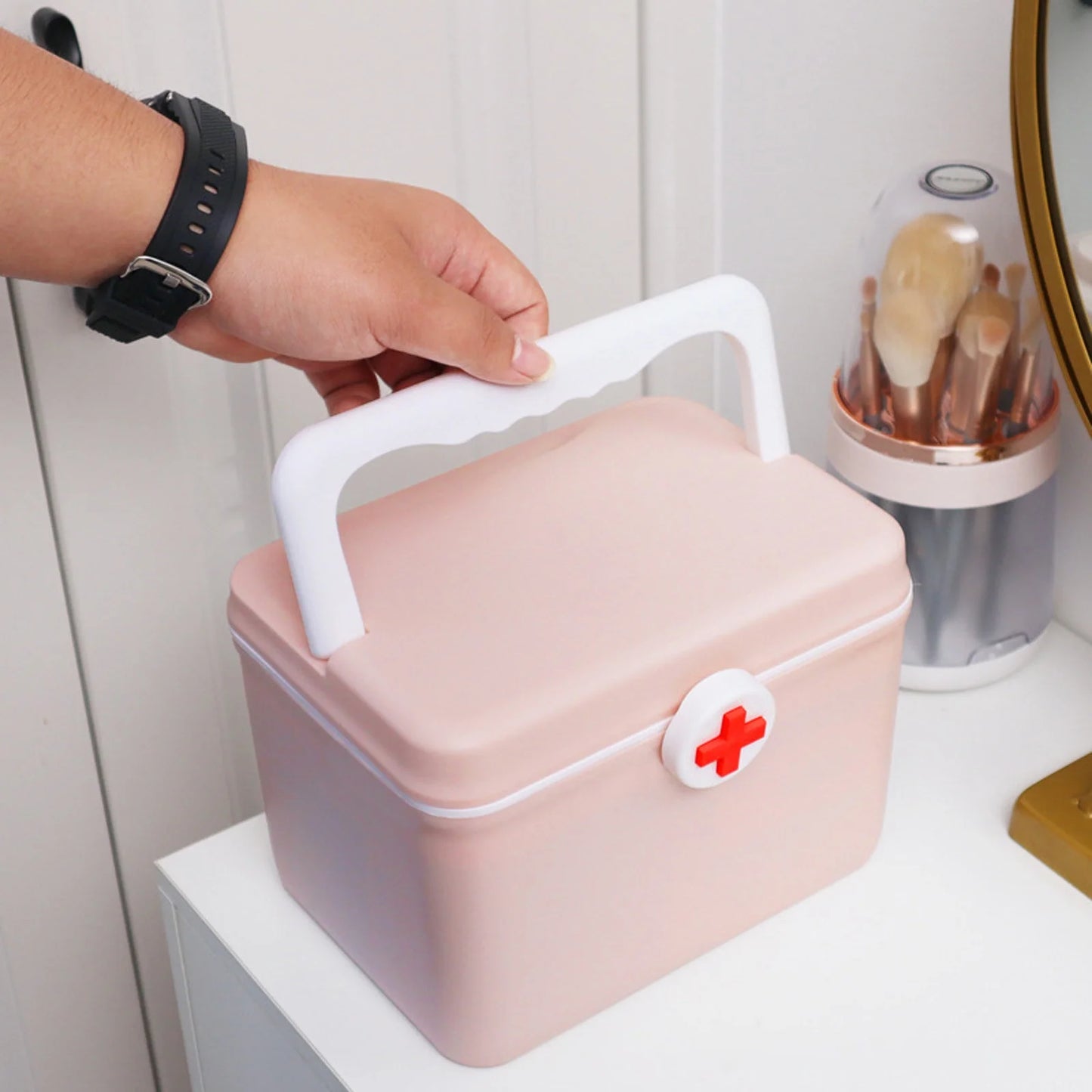 Medicine Pill Organizer, All-Purpose Portable Compact First Aid Kit for Minor Cuts, Scrapes, Sprains & Burns