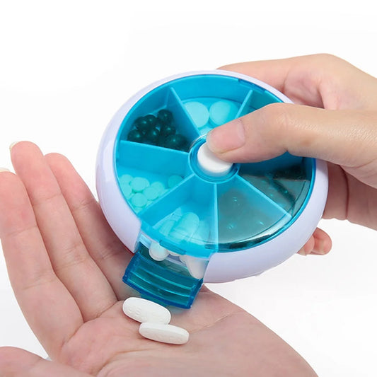 7-Day round Box Case Storage Dispenser Organizer Holder Small Pill Case Pill Box