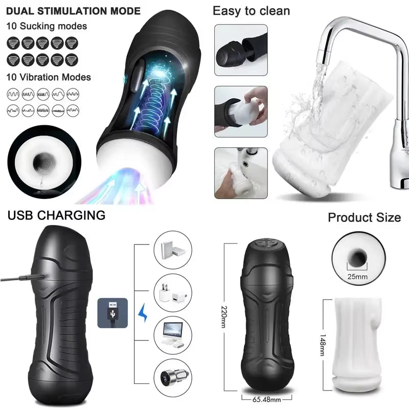 Ultimate Realistic USB-Powered Male Pleasure Device with Strong Suction Cup for Hands-Free Enjoyment