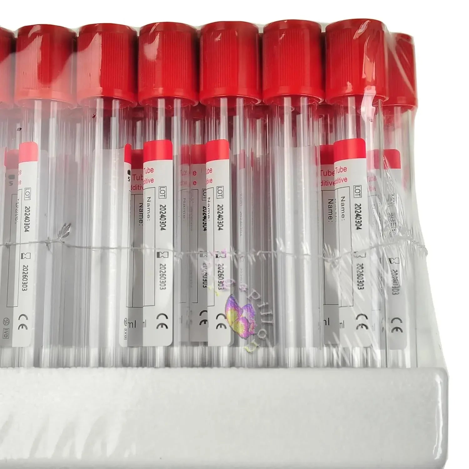 Blood Collection No Additives Tube Lab Consumables 100Pcs Veterinary 3Ml/5Ml/10Ml Plain Tube Sterile Blood Test Tubes