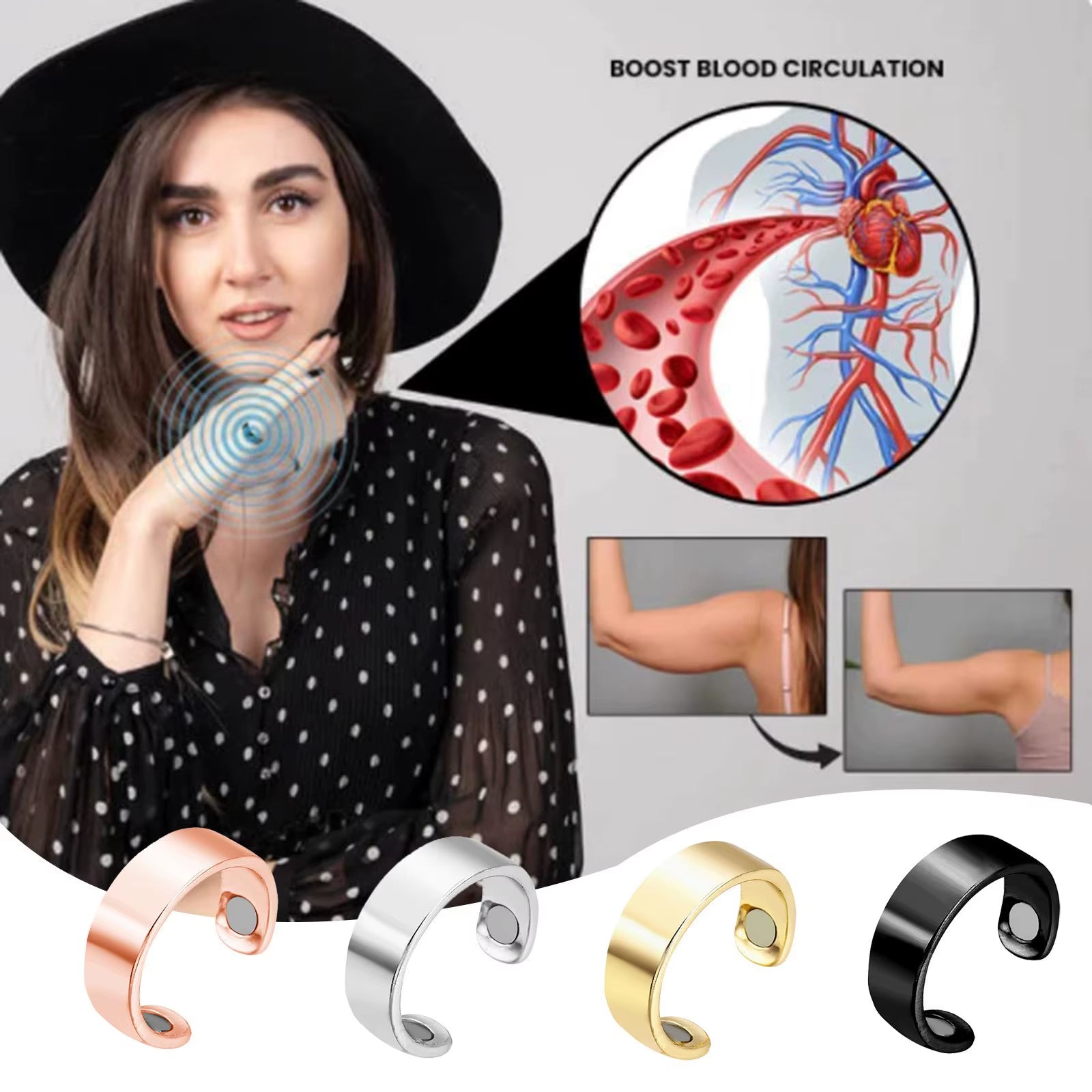 Revolutionary Open Magnet Ring - Multifunctional Pain Relief & Blood Circulation Booster for Men & Women, Anti-Snoring Device