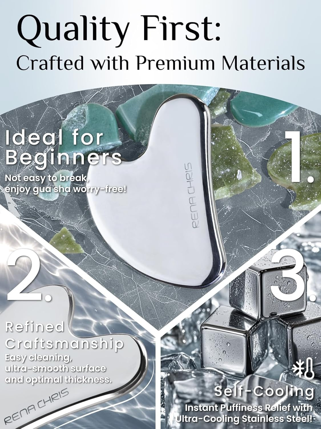 Stainless Steel Gua Sha Facial Tool for Jawline Sculpting & Puffiness Reduction - Perfect Skin-Care Gift!