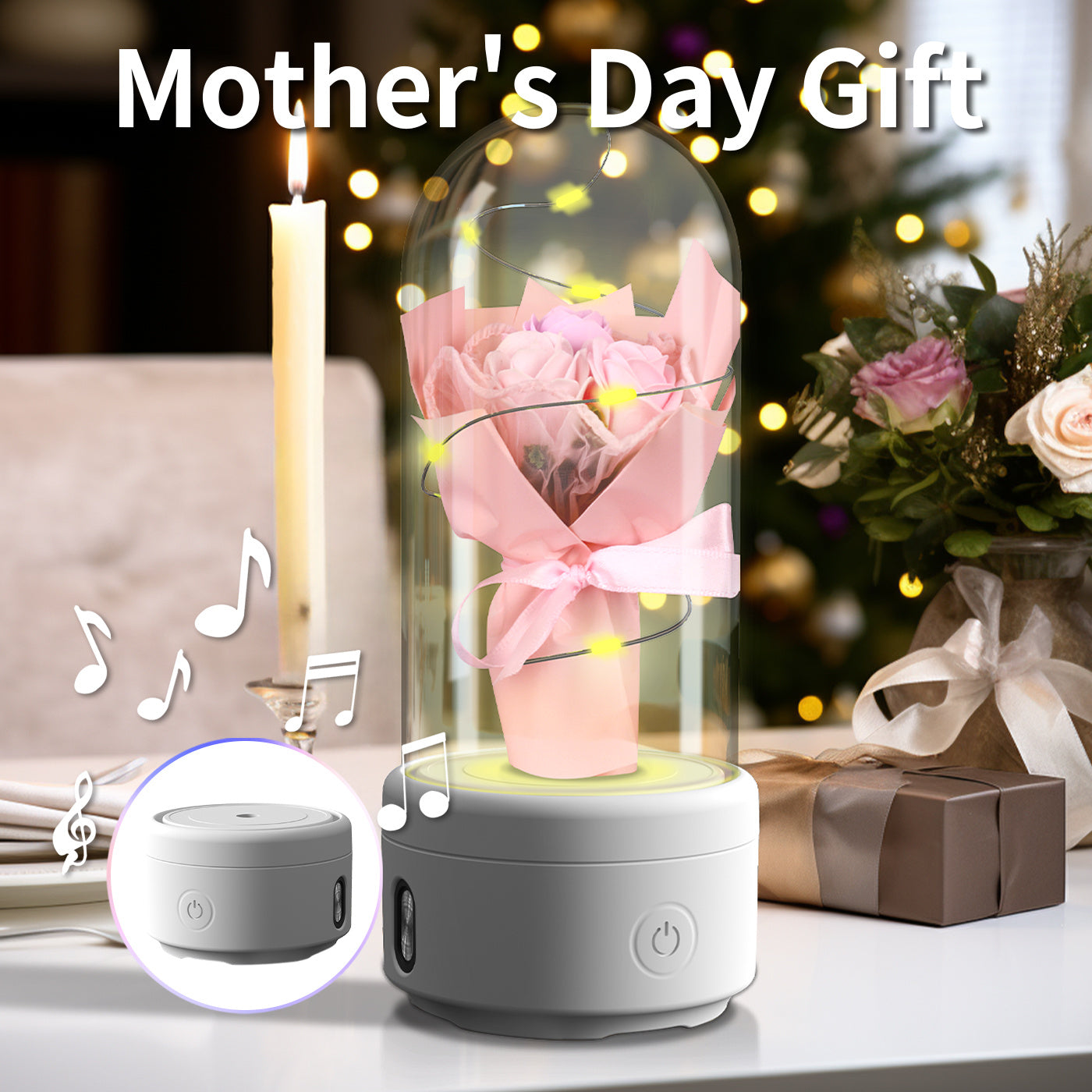 Rose LED Light & Bluetooth Speaker: 2-in-1