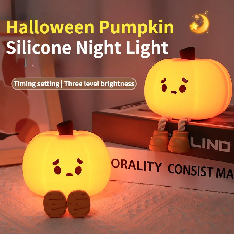 Halloween Pumpkin Night Light : Cute Soft Silicone